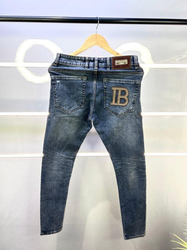 Balmain Paris Imported Light Blue Embroidery Logo Super Premium Denim With Brand Box Packing And Carry Bag Lblue-28-2062.