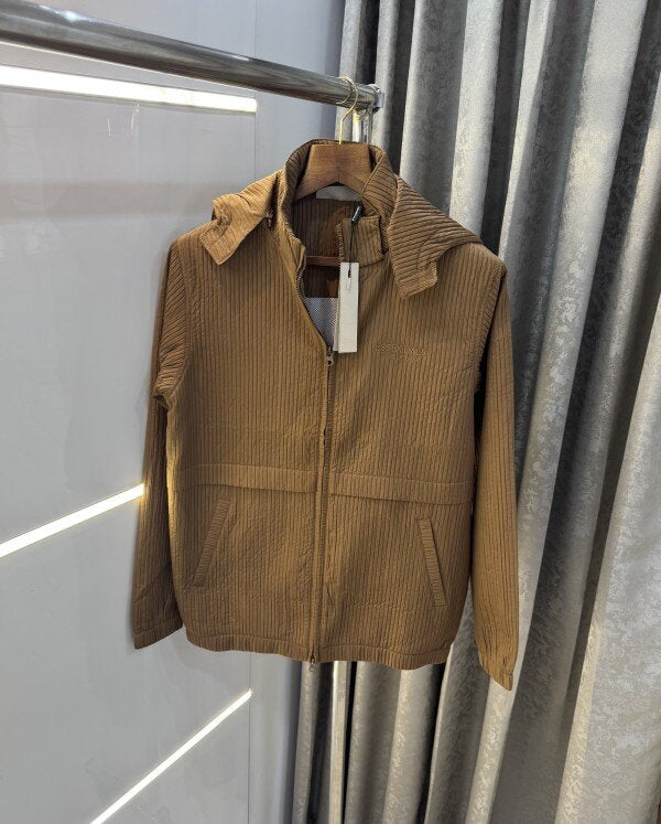 Essential Brown Embroidery Logo Imported Windcheater