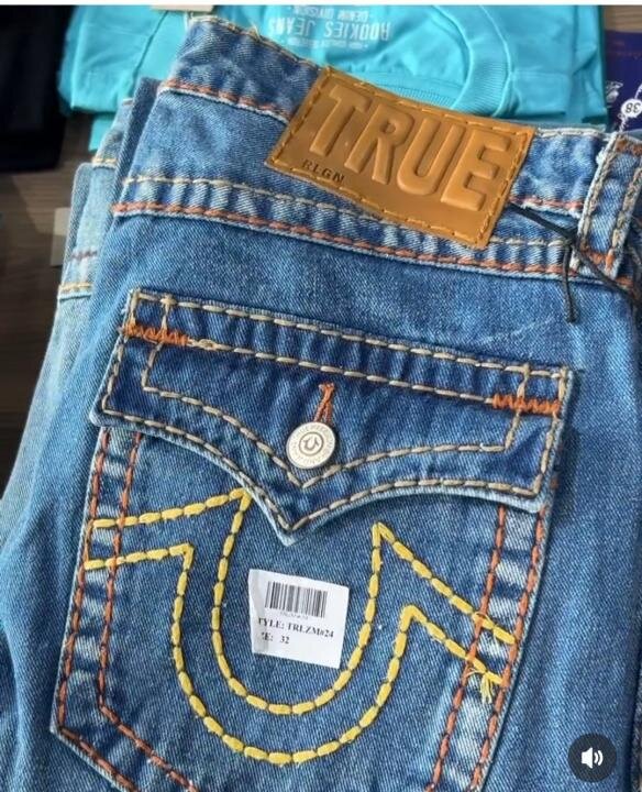Sale True Religion Imported Denim Jeans With Blue Stiched Embroidery