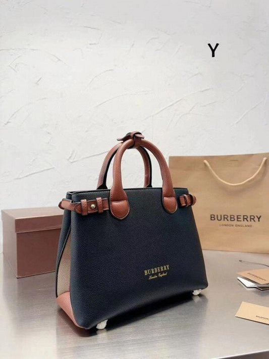 Burberry Porsum Signature-Bag 30Cm With Dust Bag(8054-1-Black-Brown)