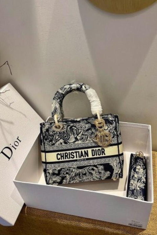 Christan Dior Embroidary Ladydior Bag With Og Box