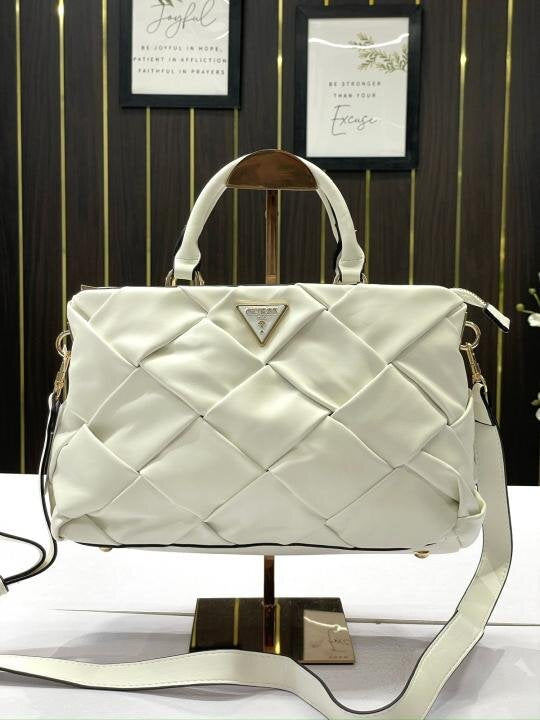 Guess Structured Tote Bag With Dust Bag(Gu-241015-White)