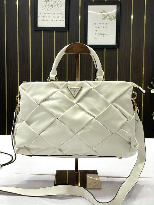 Guess Structured Tote Bag With Dust Bag(Gu-241015-White)