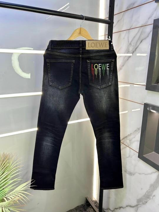 Loewe Imported Black Embroidery Back Printed Super Premium Denim F2065-Bl