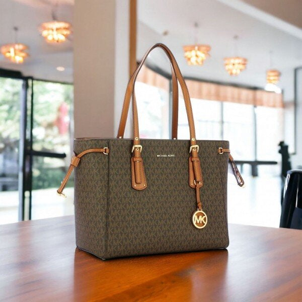 Michael Kors Mk Voyager Premium Quality Tote Bag With Dust Bag (Brown - 1115)